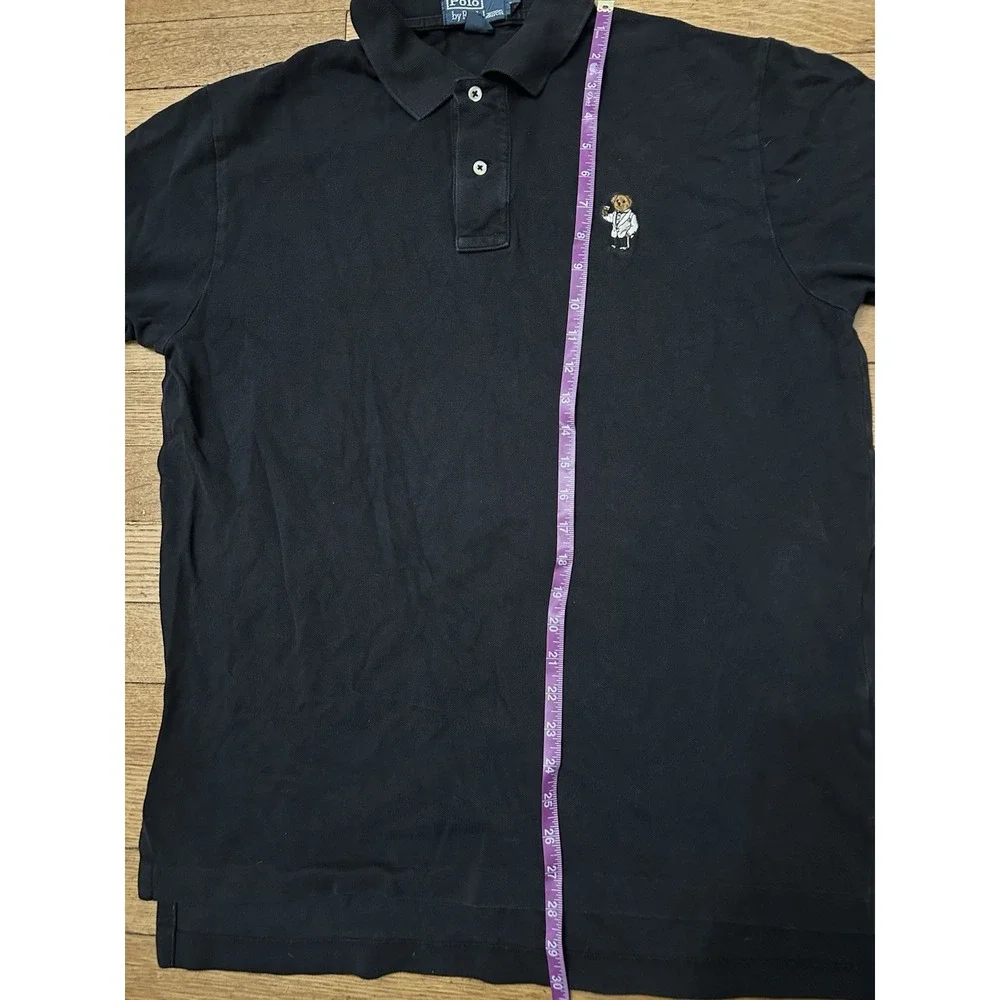 Polo Ralph Lauren Tuxedo Polo Bear Mens L Polo Shirt Black Cotton